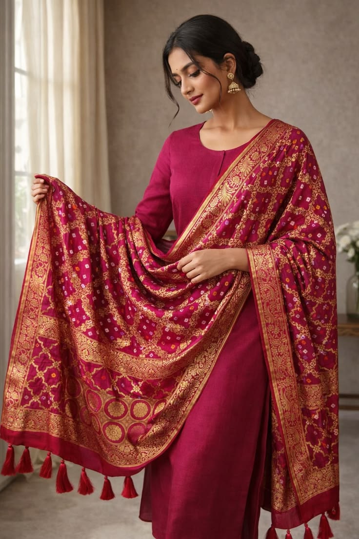 Bandhani Silk Dupatta Suit